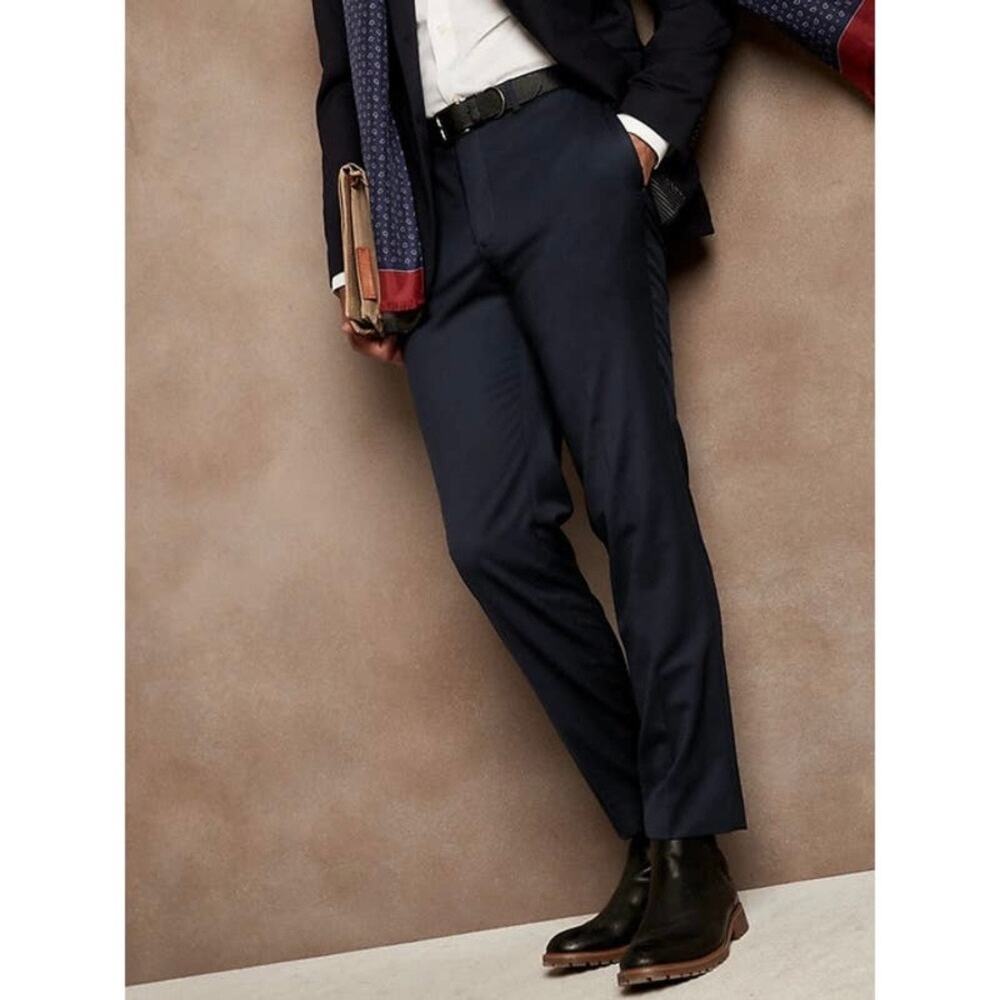 Banana Republic Men's Standard Italian Wool Suit Pant Navy Blue 40 x 32